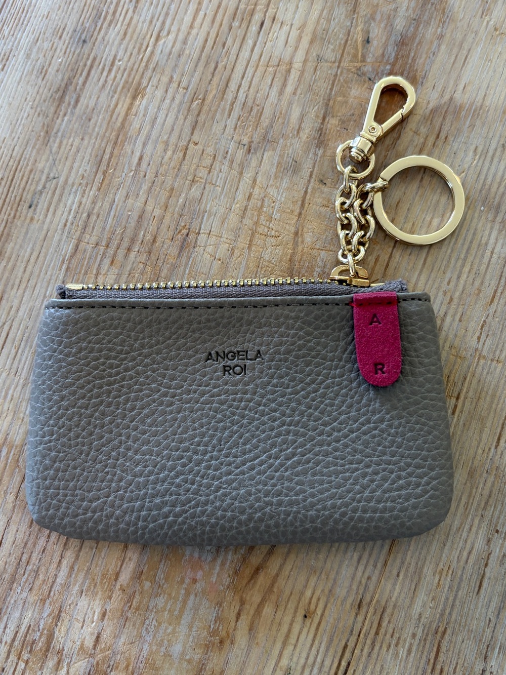 Angela Roi Key Pouch with Gold Chain and Pink Tab